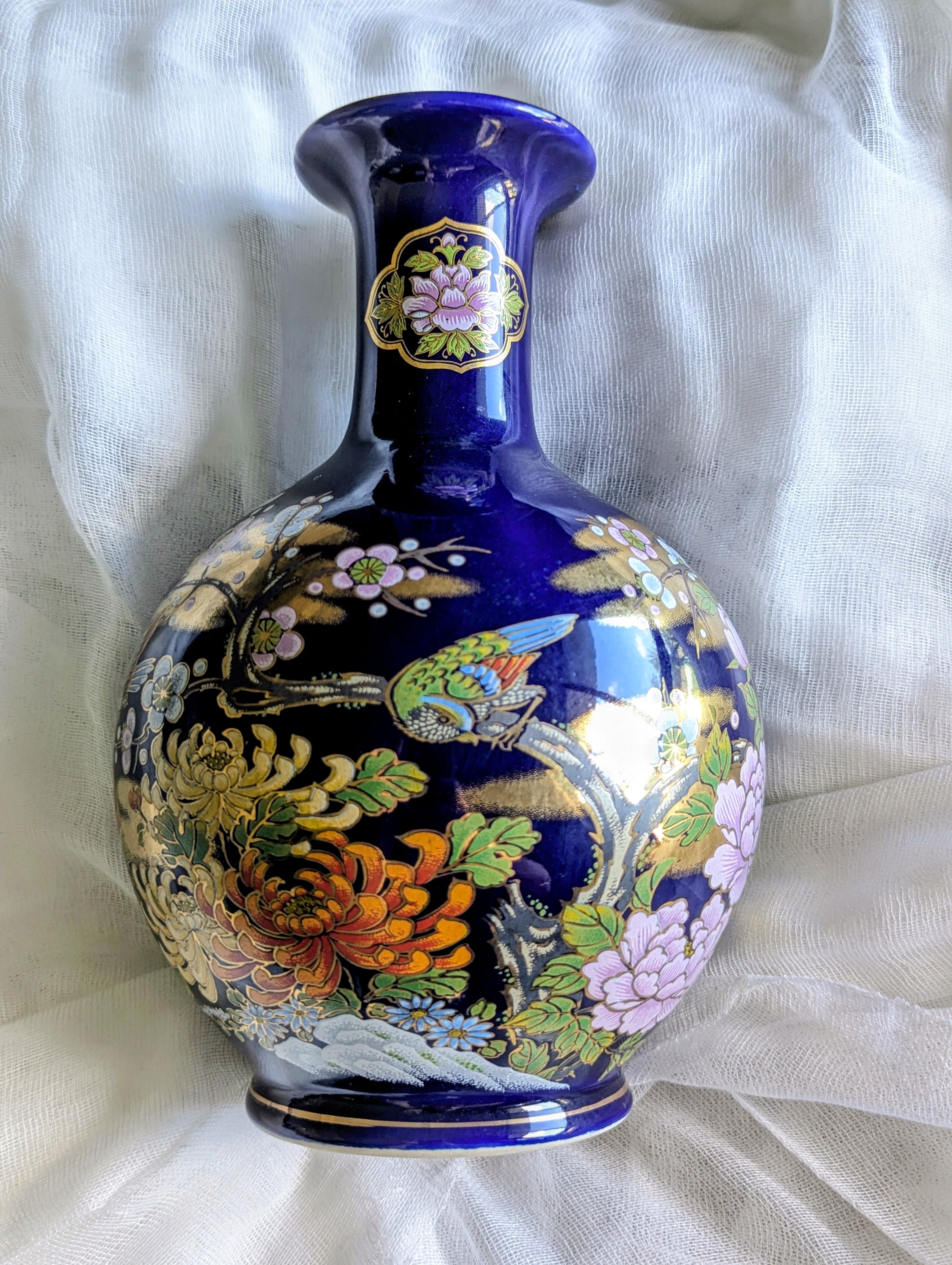 TWO LARGE COBALT BLUE JAPANESE VASES