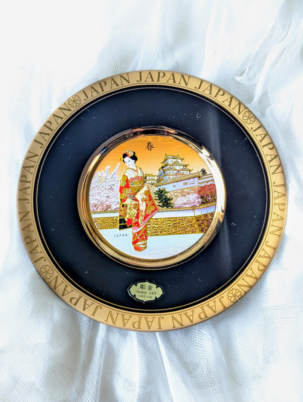 Chokin Art Decorative Plate ~ Spring (春) | Japan