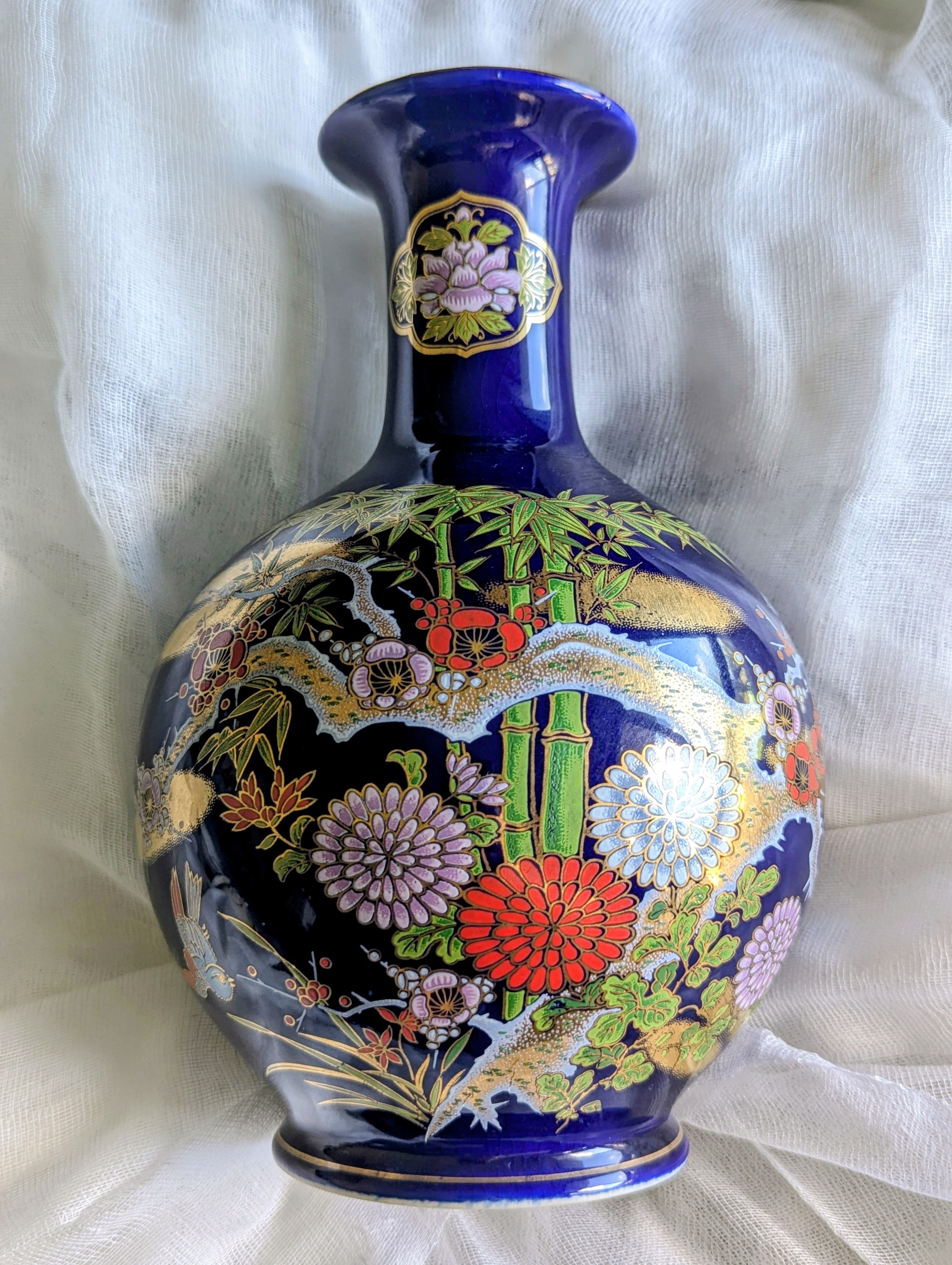 TWO LARGE COBALT BLUE JAPANESE VASES