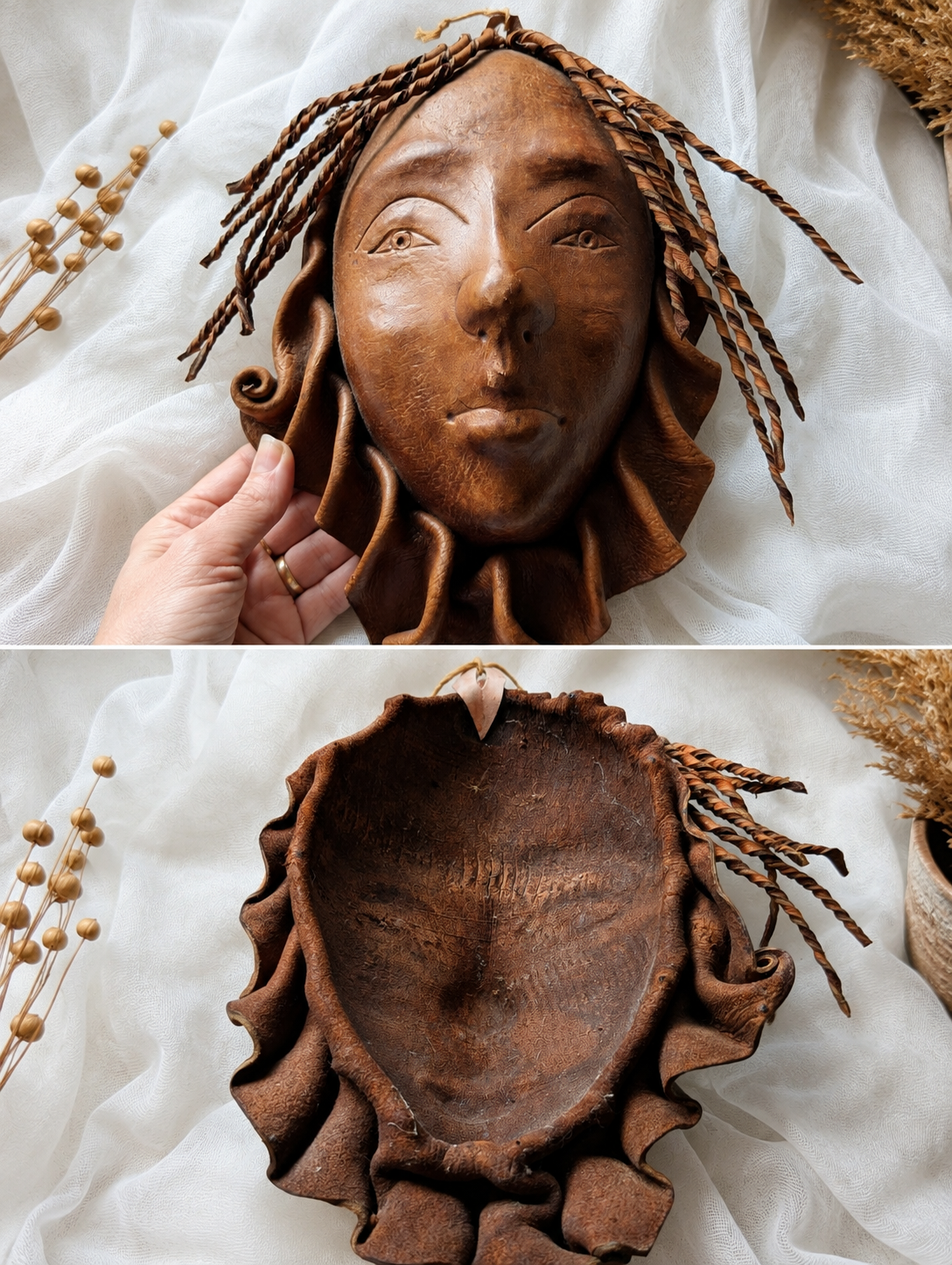 Vintage Handcrafted Leather Wall Mask